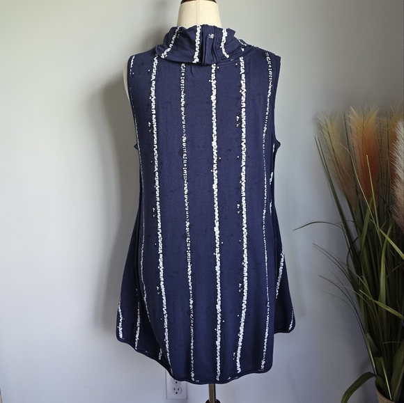 Snapdragon & Twig, Navy Blue Striped Cowl Neck Pocket Tunic Dress Size Medium - Picture 5 of 9
